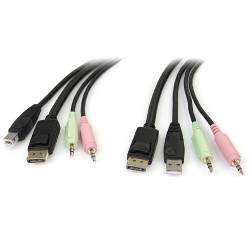 StarTech.com Câble de commutateur KVM DisplayPortUSB 4 en 1 de 1,8 m avec audio et microphone