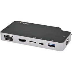 StarTech.com Adaptateur Multiport USB C - USB-C vers 4K HDMI ou VGA avec 100W Power Delivery Pass-through, 2-Port 10Gbps USB