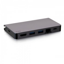 C2G Station d’accueil compacte USB-C 5 en 1 avec HDMI, 2 USB-A, Ethernet et USB-C, alimentation électrique jusqu’à 100 W - 4K