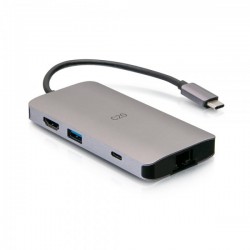 C2G Mini station d’accueil USB-C 8 en 1 avec HDMI, 2 USB-A, Ethernet, lecteur de carte SD et USB-C, alimentation électrique