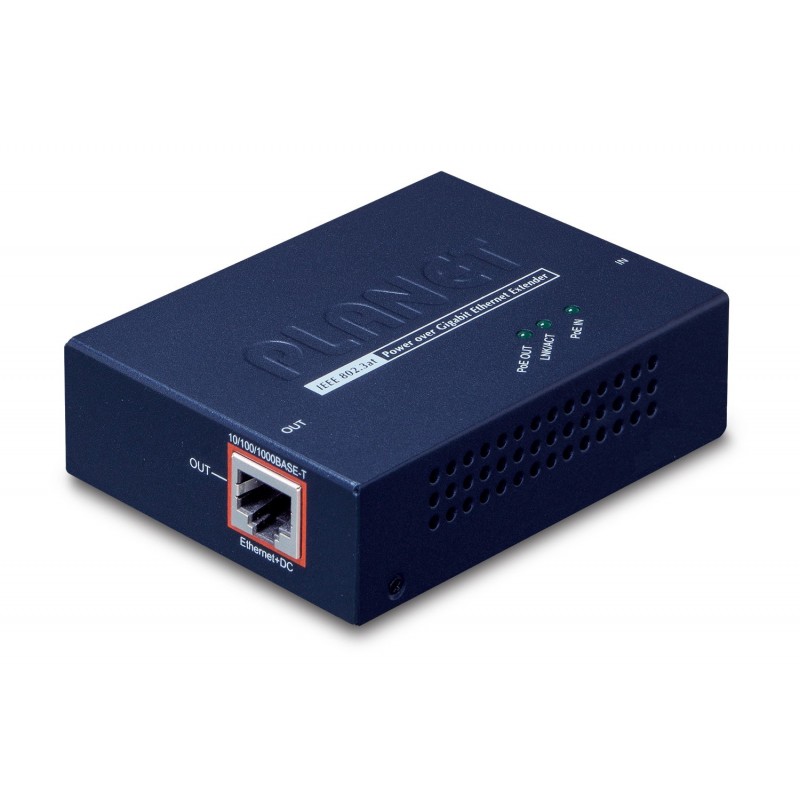 PLANET POE-E201 prolongateur réseau Émetteur et récepteur réseau Bleu